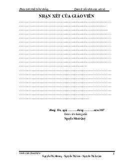 Báo cáo bài tập lớn Phân tích thiết kế hệ thống quản lý tiền điện của một xã