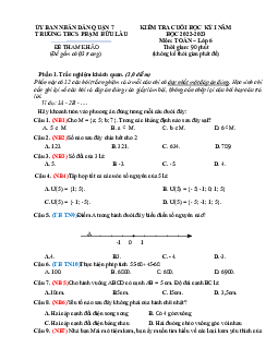 Đề tham khảo học kỳ 1 Toán 6 năm 2022 – 2023 trường THCS Phạm Hữu Lầu – TP HCM