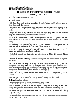 Đề cương Toán 6 học kỳ 1 năm 2023 – 2024 trường THCS Long Toàn – BR VT