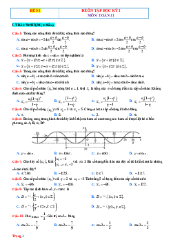 Đề kiểm tra giữa học kỳ 1 Toán 11 Kết nối tri thức - Đề 5 (có đáp án)