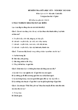 Giải đề thi giữa học kì 1 lớp 10 năm 2023 - 2024 sách Cánh diều | Lịch sử 10  bộ 2
