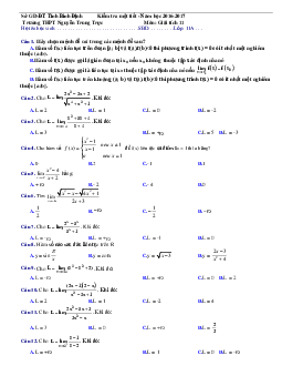 Top 12 đề kiểm tra Đại số và Giải tích 11 chương 4 (Giới hạn) trường Nguyễn Trung Trực – Bình Định