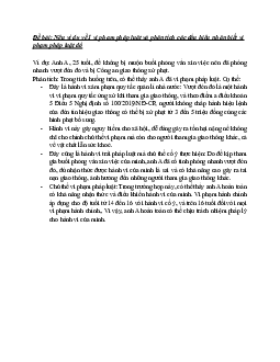 Nêu ví dụ về 1 vi phạm pháp luật và phân tích các dấu hiệu nhận biết vi phạm pháp luật đó học phần Lý luận chung