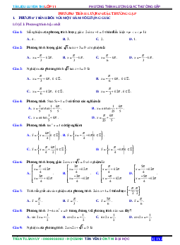 Top 321 bài toán trắc nghiệm phương trình lượng giác thường gặp – Trần Tuấn Huy