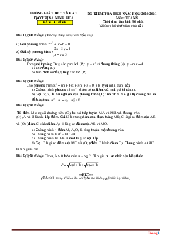 Đề thi HKII năm 2020-2021 môn toán 9 PGD Thị Xã Ninh Hòa (có lời giải)
