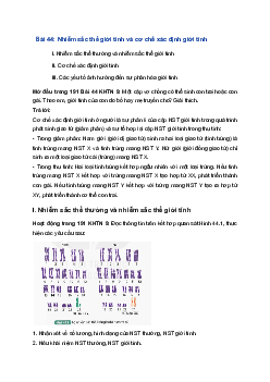 Giải Khoa học tự nhiên 9 Kết nối tri thức Bài 44: Nhiễm sắc thể giới tính và cơ chế xác định giới tính