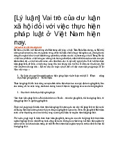 Vai trò của dư luận xã hội trong thực hiện pháp luật ở Việt Nam hiện nay | Môn Xã hội học pháp luật - Trường Đại học Luật Hà Nội
