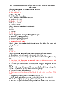 Bài tập trắc nghiệm lịch sử thế giới lớp 12 đầy đủ (có đáp án)