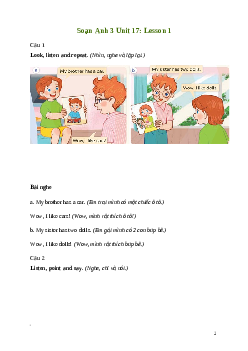 Giải Tiếng Anh lớp 3 Unit 17: Lesson 1 | Global Success