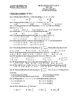 Đề ôn tập thi HK2 Toán 10 năm học 2016 – 2017 trường THPT Vĩnh Cửu – Đồng Nai