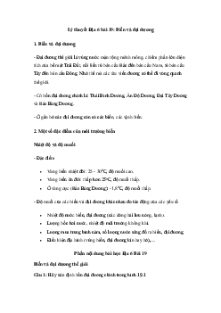 Địa lí 6 Bài 19: Biển và đại dương. Một số đặc điểm của môi trường biển | Cánh diều