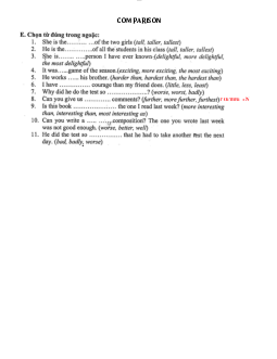 Comparision | Anh văn chuyên ngành | Đại học Khoa học Xã hội và Nhân văn, Đại học Quốc gia Thành phố HCM