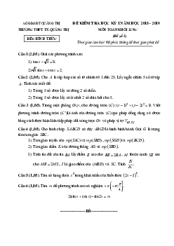Đề thi HK1 Toán 11 năm học 2018 – 2019 trường THPT Thị Xã Quảng Trị