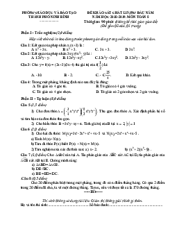 Đề KSCL đầu năm 2018 – 2019 Toán 8 phòng GD và ĐT thành phố Ninh Bình