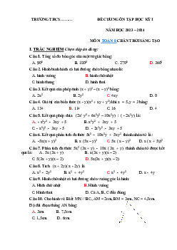 Đề cương ôn tập học kì 1 môn Toán 8 sách Chân trời sáng tạo