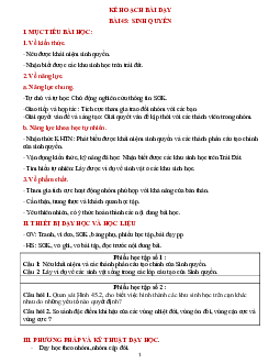 Giáo án Khoa học tự nhiên 8 Bài 45: Sinh quyển | Kết nối tri thức