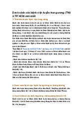 Danh sách các bệnh viện tuyến trung ương (TW) ở TP HCM mới nhất