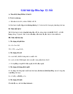 Giải bài tập Hóa 12 bài 31: Sắt