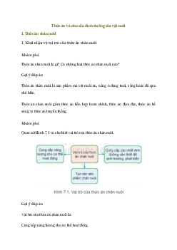 Giải Công nghệ 11 Bài 7: Thức ăn và nhu cầu dinh dưỡng của vật nuôi | Kết nối tri thức