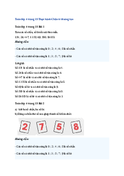 Toán lớp 4 trang 15 Bài 4: Số chẵn, số lẻ Chân trời sáng tạo