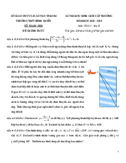 Đề học sinh giỏi Toán 12 năm 2023 – 2024 trường THPT Bình Chiểu – TP HCM