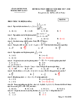 Đề thi 24 tuần Toán 10 năm 2017 – 2018 trường THPT Nam Lý – Hà Nam
