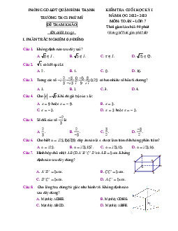 Đề tham khảo cuối kỳ 1 Toán 7 năm 2022 – 2023 trường THCS Phú Mỹ – TP HCM