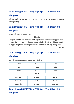 Giải Bài 3: Nghệ nhân Bát Tràng trang 20 VBT Tiếng Việt lớp 3 Tập 2 Chân trời sáng tạo
