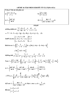 Chuyên đề trắc nghiệm tích phân hàm hữu tỉ và hàm lượng giác Toán 12