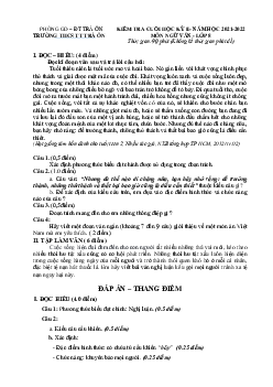 Đề kiểm tra cuối HK2 Văn 8 THCS Trà Ôn 2021-2022 (có đáp án và ma trận)