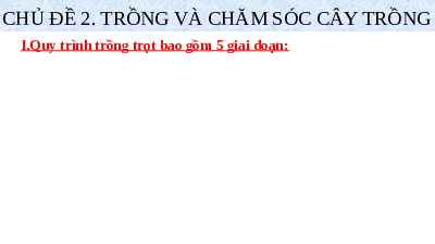 Giáo án điện tử Công nghệ 7 Bài 3 Chân trời sáng tạo: Quy trình trồng trọt
