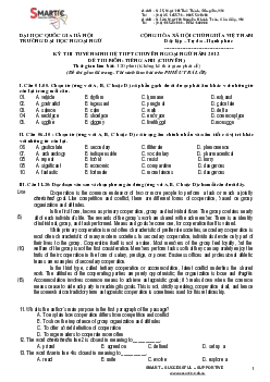 Đề thi Tuyển sinh vào lớp 10 THPT Chuyên Ngoại Ngữ năm 2012