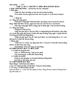 Giáo án Công nghệ 8 Tiết 13 bài 7: Truyền và biến đổi chuyển động | Kết nối tri thức