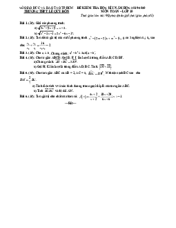 Đề thi HK1 Toán 10 năm 2019 – 2020 trường THPT Lê Quý Đôn – TP HCM