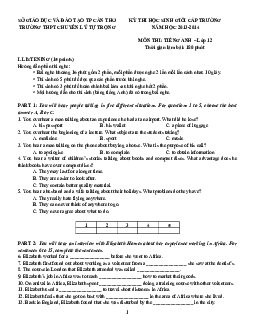 Kỳ thi học sinh giỏi cấp trường, trường THPT Chuyên Lý Tự Trọng, Cần Thơ năm học 2013-2014 môn thi Tiếng Anh – Lớp 12 (có đáp án)