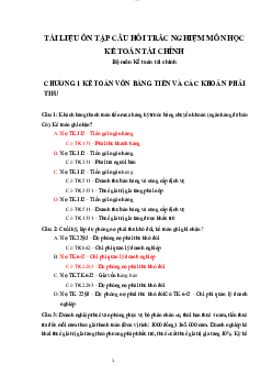 Câu hỏi trắc nghiệm ôn tập môn Kế toán tài chính