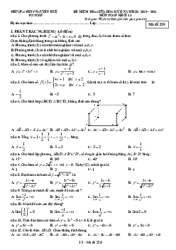 Đề thi giữa HK2 Toán 11 năm 2020 – 2021 trường THPT Nguyễn Huệ – Đắk Lắk