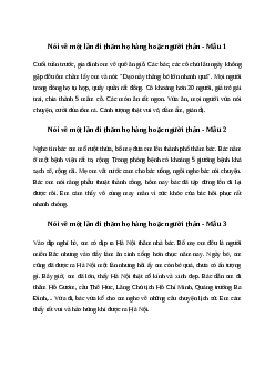 Nói về một lần em đi thăm họ hàng hoặc người thân (3 mẫu) Tiếng việt 4| Chân trời sáng tạo