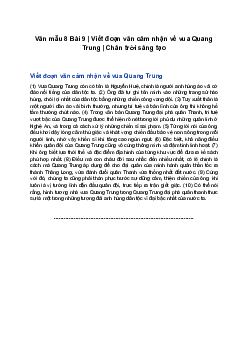 Văn mẫu 8 | Viết đoạn văn cảm nhận về vua Quang Trung