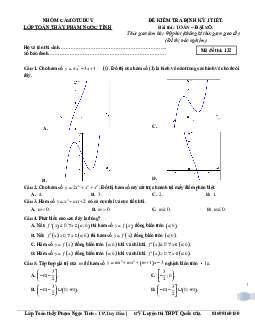 Đề kiểm tra Giải tích 12 chương 1 (Hàm số) – Phạm Ngọc Tính