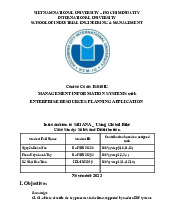 Management information systems with enterprise resources planning application | Bài tiểu luận học phần Management Information System | Trường Đại học Quốc tế, Đại học Quốc gia Thành phố Hồ Chí Minh