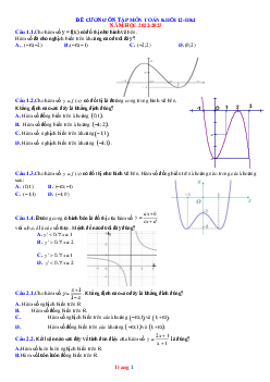 Đề Cương Ôn Tập Toán 12 Học Kỳ 1 Năm 2022-2023