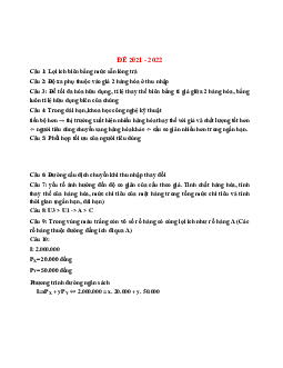 ĐỀ 2021 - 2022 | Kinh Tế học đại cương | Đại học Khoa học Xã hội và Nhân văn, Đại học Quốc gia Thành phố HCM