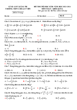 Đề cuối học kì 2 Toán 12 năm 2023 – 2024 trường THPT Chế Lan Viên – Quảng Trị