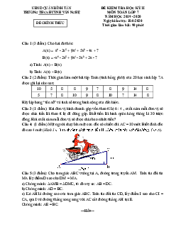 Đề thi học kì 2 Toán 7 năm 2019 – 2020 trường THCS Huỳnh Văn Nghệ – TP HCM