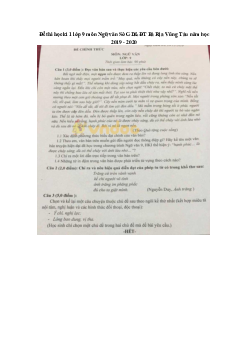 Đề thi học kì 1 lớp 9 môn Ngữ văn Sở GD&ĐT Bà Rịa Vũng Tàu năm học 2019 - 2020