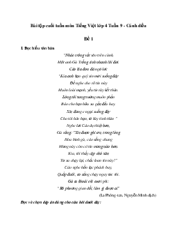 Giải Bài tập cuối tuần lớp 4 môn Tiếng Việt Cánh diều - Tuần 9