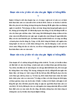 Viết đoạn văn nêu ý kiến của em về câu chuyện Nghệ sĩ trống | Tập làm văn 4