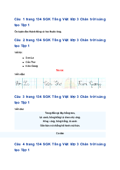 Ôn tập cuối học kì 1 Tiết 2 trang 135 SGK Tiếng Việt lớp 3 Chân trời sáng tạo
