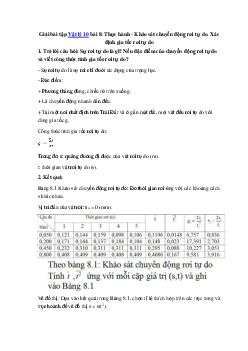 Giải bài tập Vật lý 10 bài 8: Thực hành - Khảo sát chuyển động rơi tự do